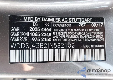 2018 Mercedes-Benz Cla 250 4Matic z USA, uszkodzony, nr VIN WDDSJ4GB2JN582102